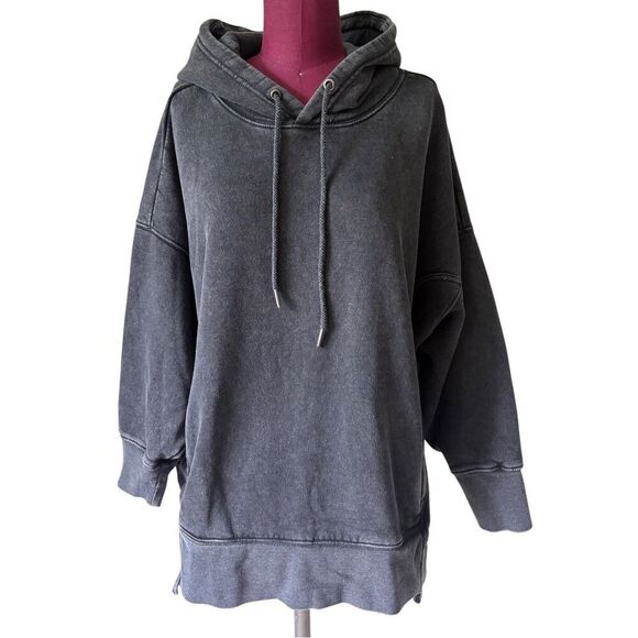 Free People MOVEMENT SPRINT TO THE FINISH HOODIE size L Washed Black - Picture 4 of 13